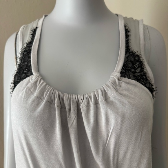 NWT ELLA MOSS Gray Modal Silk Tank Top with Black Lace Detail Size Small - Picture 8 of 15